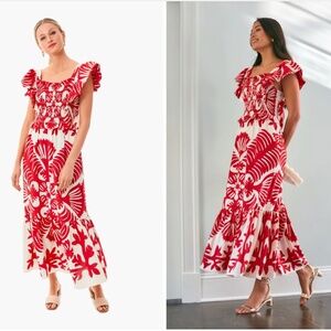 SEA Henrietta Smocked Red and Cream dress XS, worn once